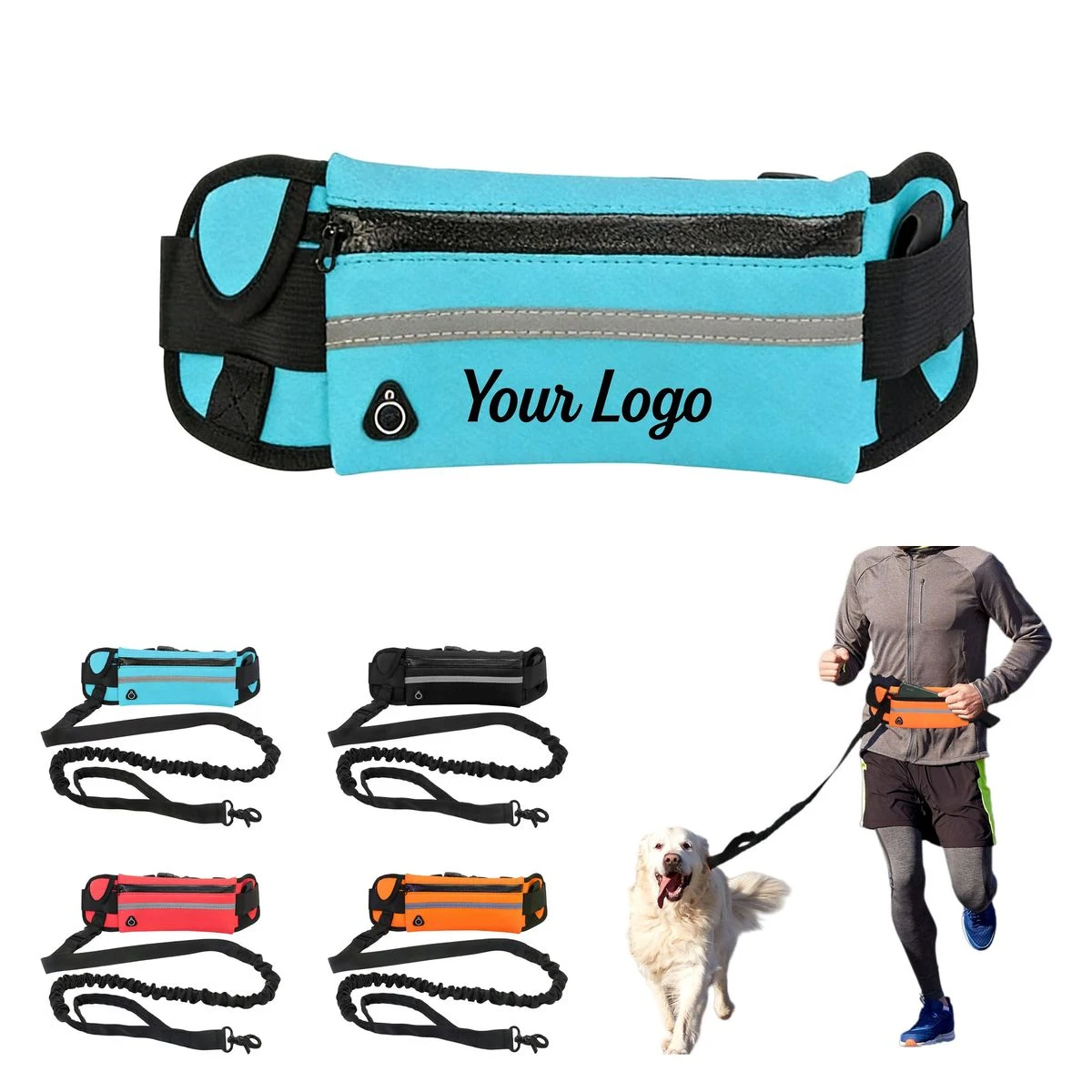 Reflective Waist Pouch Dog Leash 1