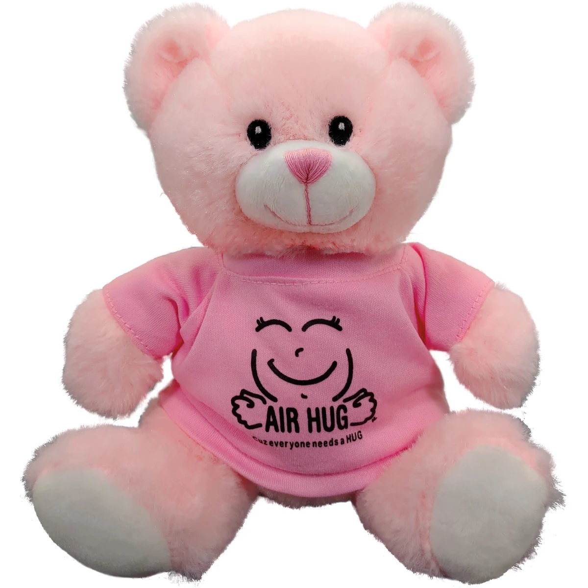 8" Embroidered Eyes Pink Bear 1