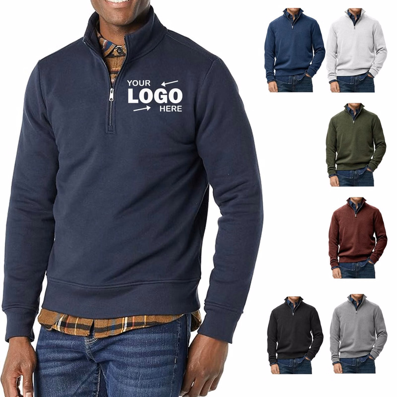 Polyester Unisex Quarter Zip Comfortable Casual Sweatshirt