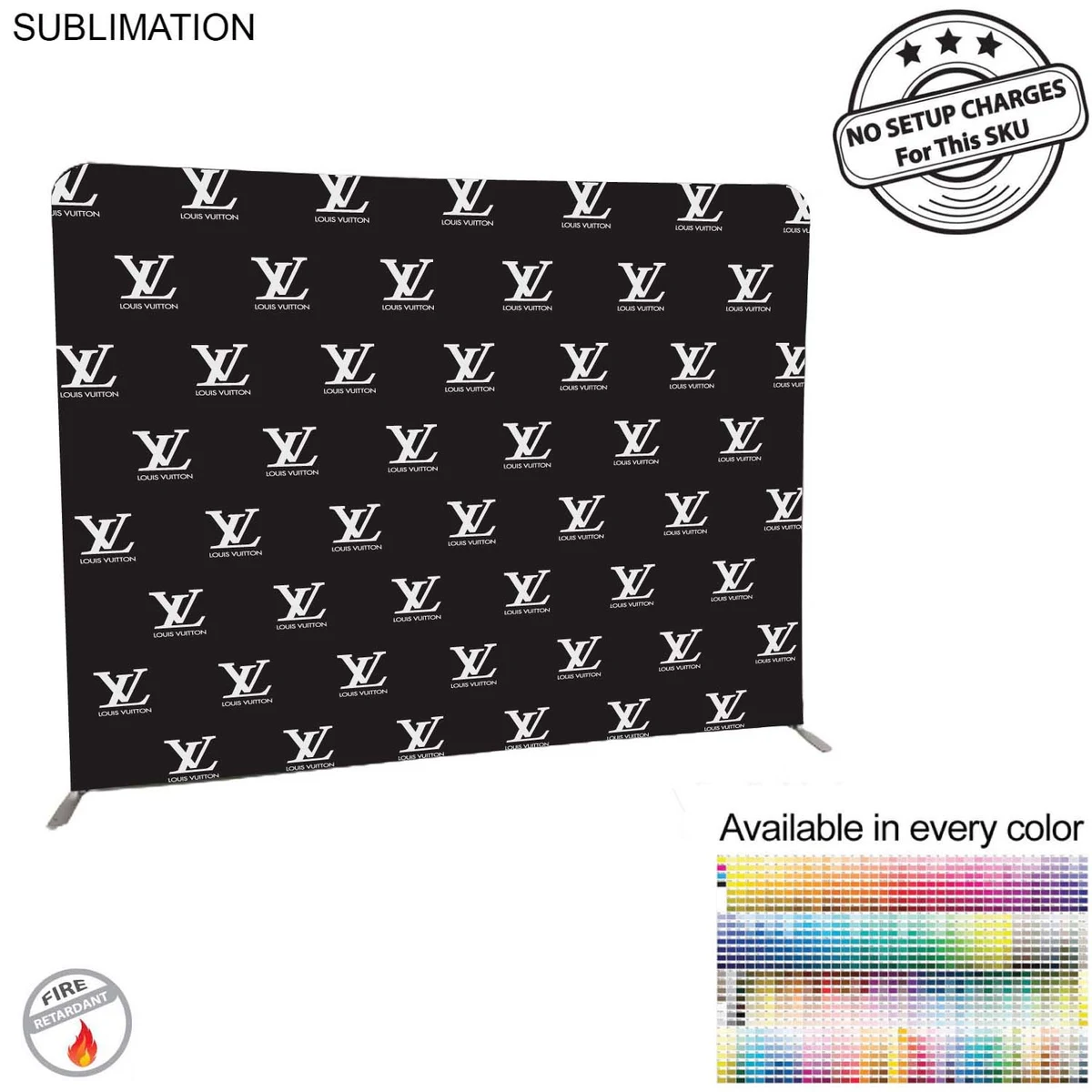Step and Repeat 8'W x 8'H EuroFit Tension Fabric Straight Wall Display Kit, Double Sided Graphics 1