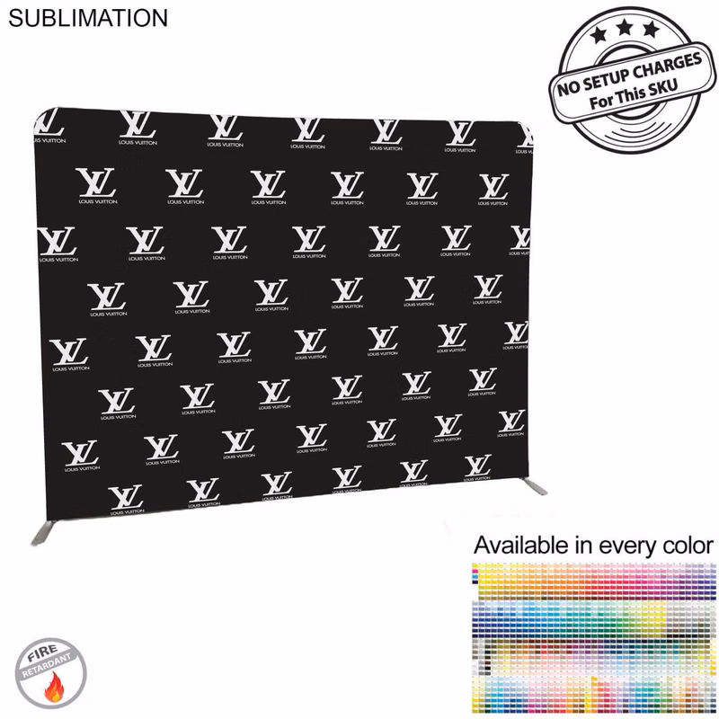 Step and Repeat 8'W x 8'H EuroFit Tension Fabric Straight Wall Display Kit, Double Sided Graphics