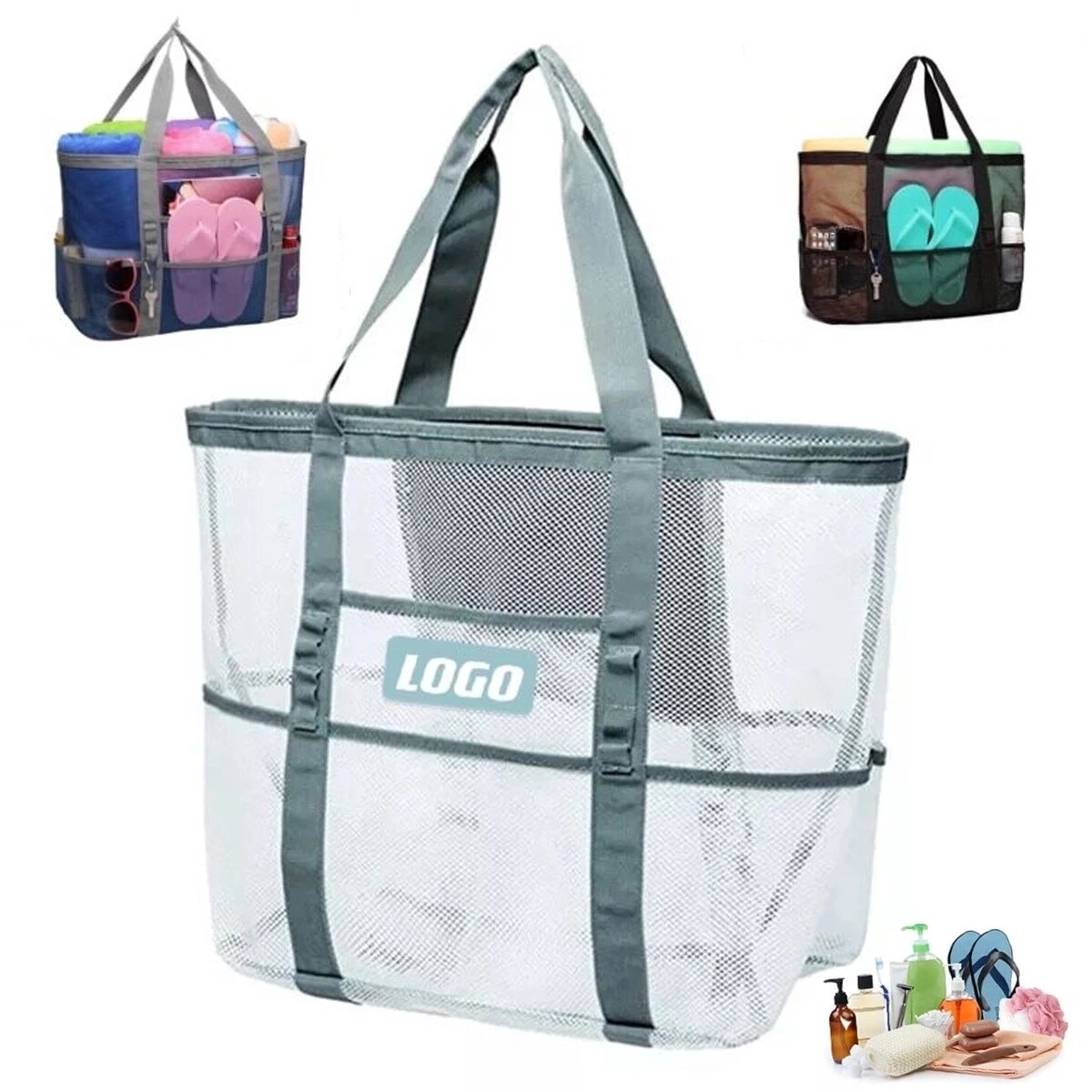 Large Mesh Picnic Bag, custom tote bag with logo imprint 1
