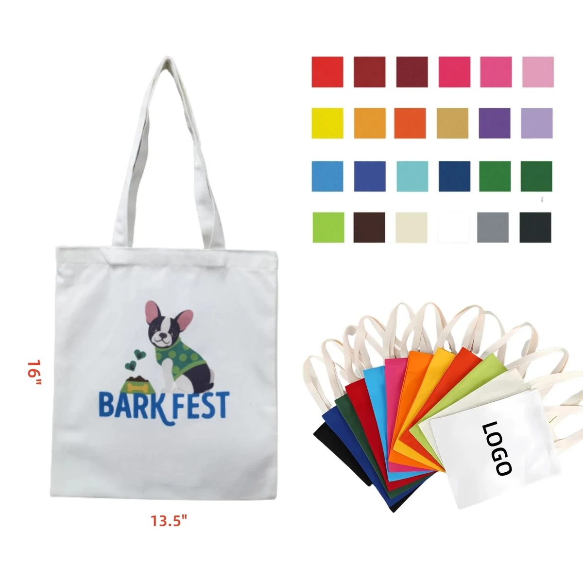 MOQ50 Full Color Personalized Canvas Tote Bag, custom tote bag with logo imprint 1