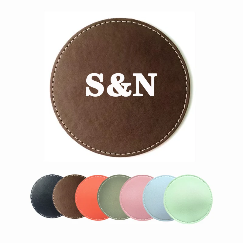 2.9 " Round Leather Coasters 1