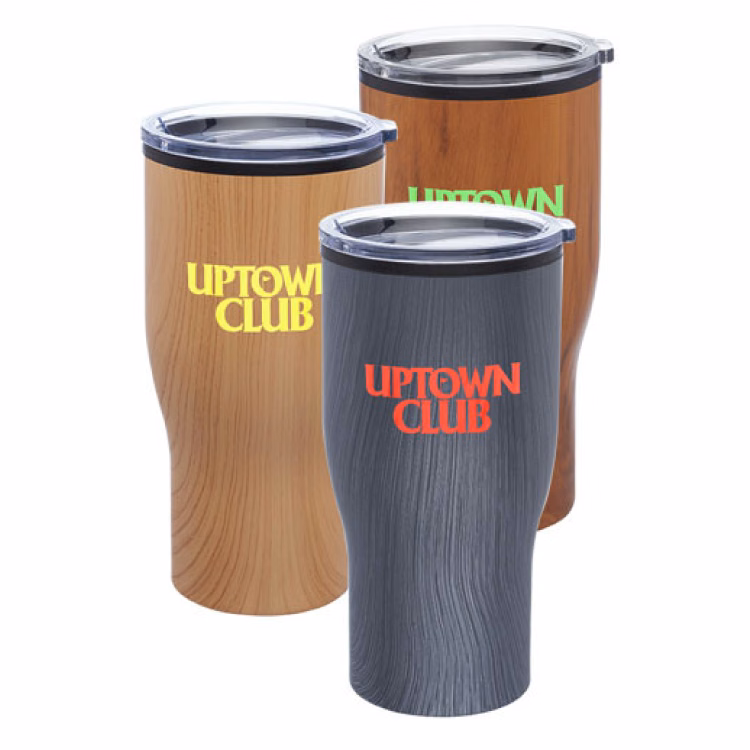 28 oz. Travel Mugs with Wood Finish