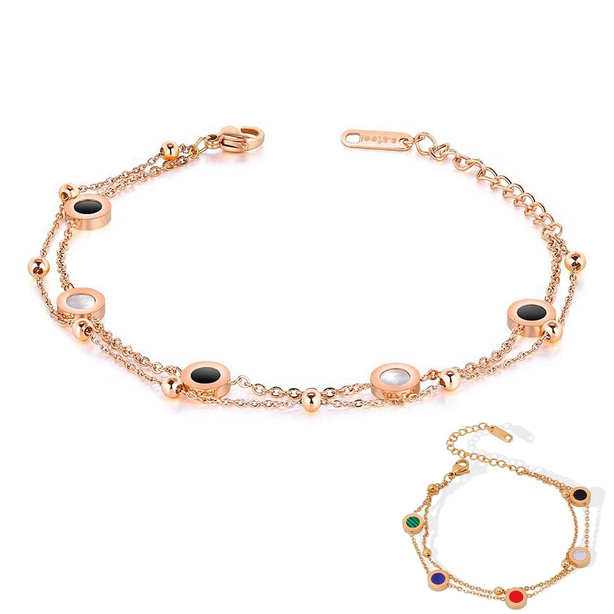 Stainless Steel Simple black and white shell bracelet 1