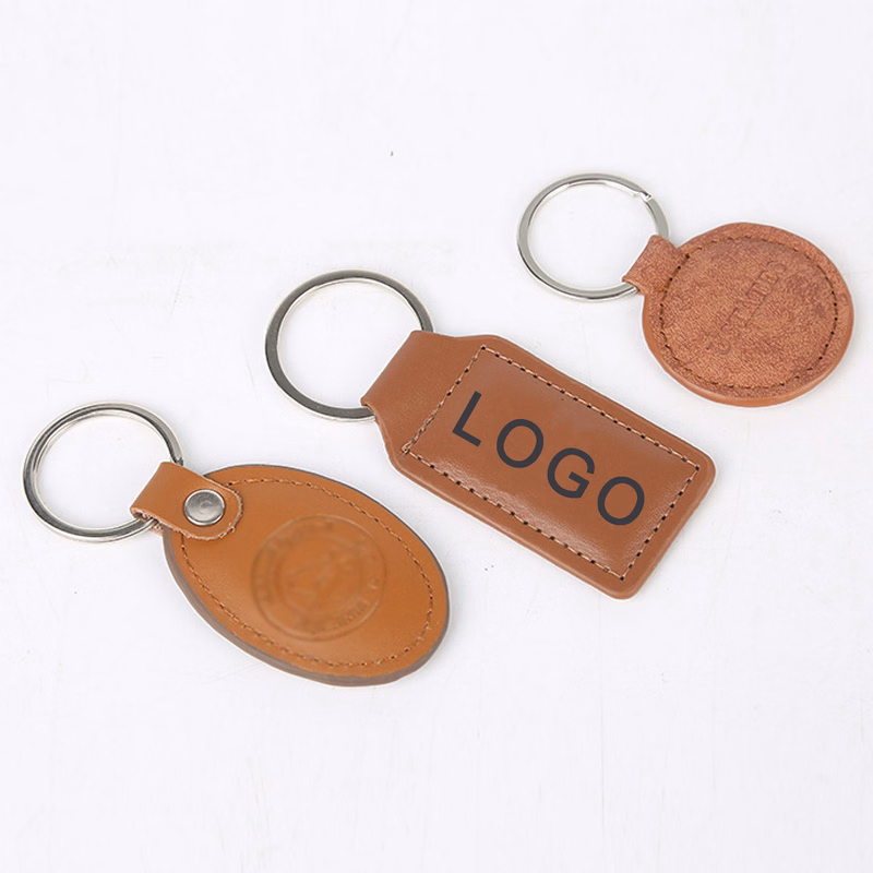 Genuine Leather Keychain, Multiple Shapes