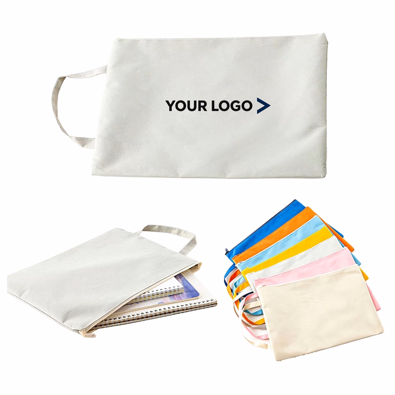 A4 Canvas Zipper Tote Bag for School