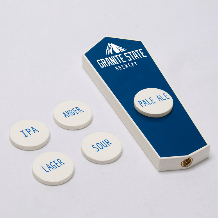 Beer Tap Handle with Magnetic Labels - 9"h x 3.25"w x .75"d
