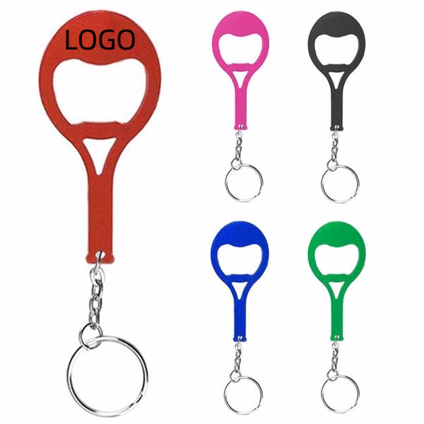 Tennis Racket Shaped Bottle Opener W/ Keyring