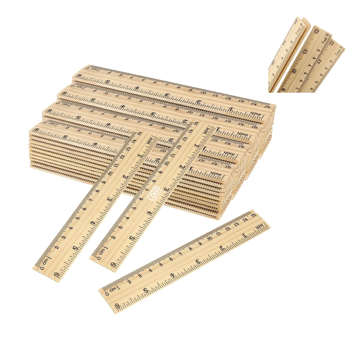 Single Sided Double Scale Wooden Ruler 1