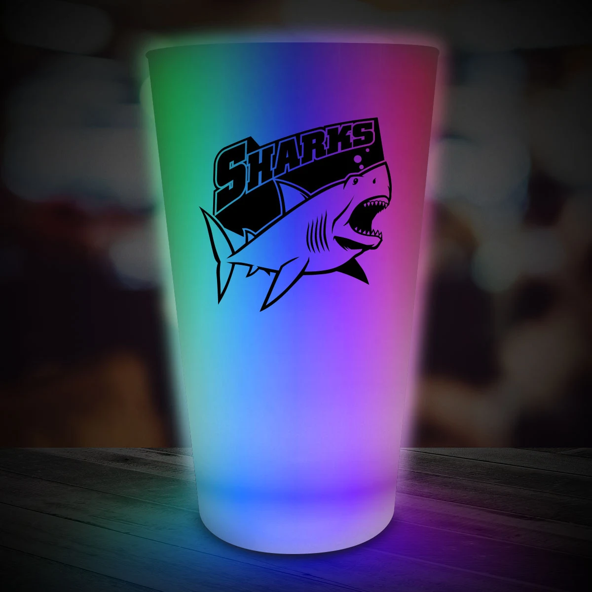 Multi Color LED Light Up Glow Neon Look 16 oz Pint Glass 1