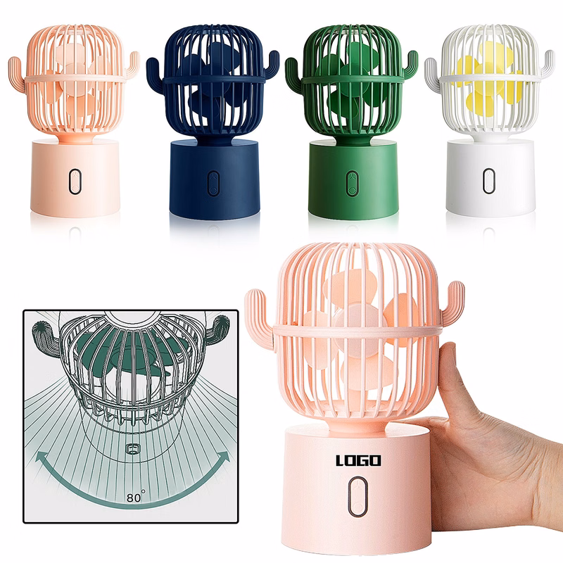 Rechargeable Cactus Shaking Head Mini Fan