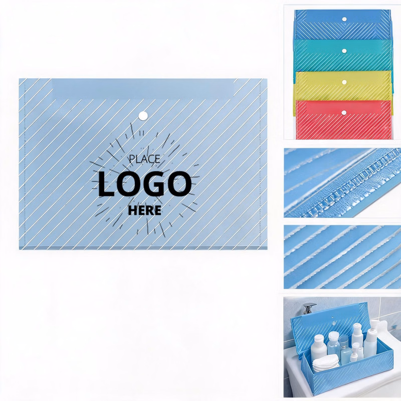 Thick Striped PP Snap File Pouch With Custom Logo