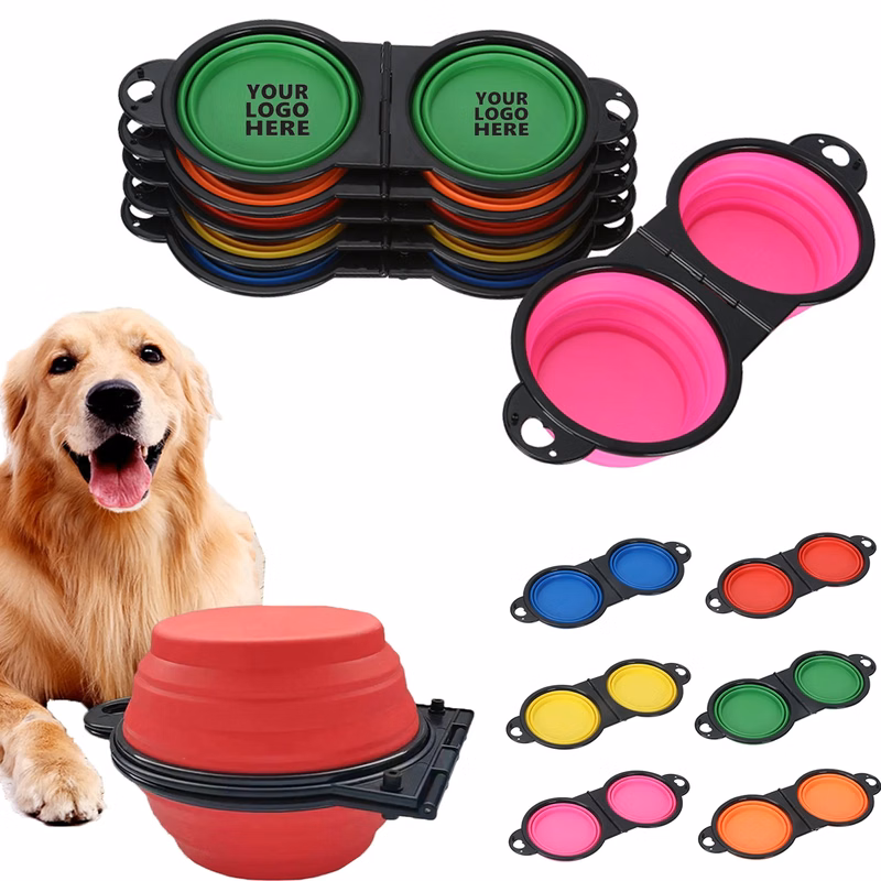 Portable Outdoor Pet Folding Double Bowl