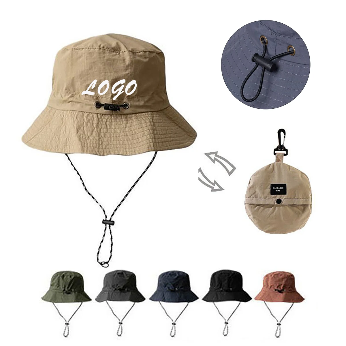 Waterproof Foldable Portable Bucket Hat Adjustable Sun Cap 1