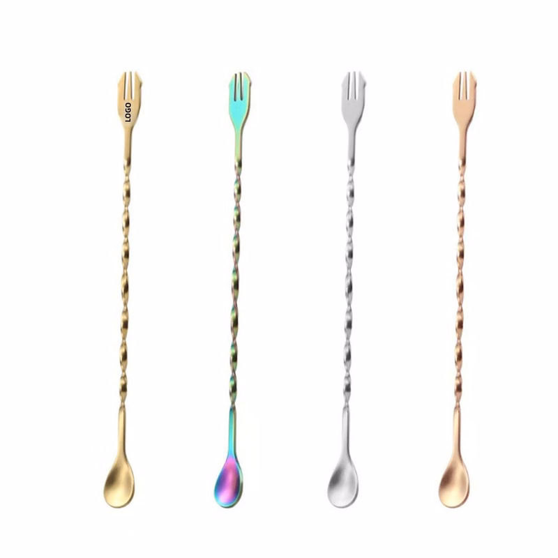 Stainless Steel Dual-End Bar Spoon (Spoon & Fork 2-in-1)