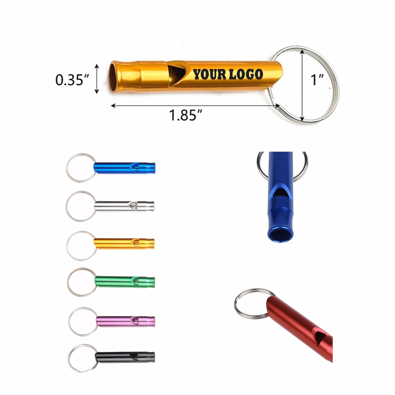 Portable Outdoor Aluminum Whistle Key Chain with Loud Sound