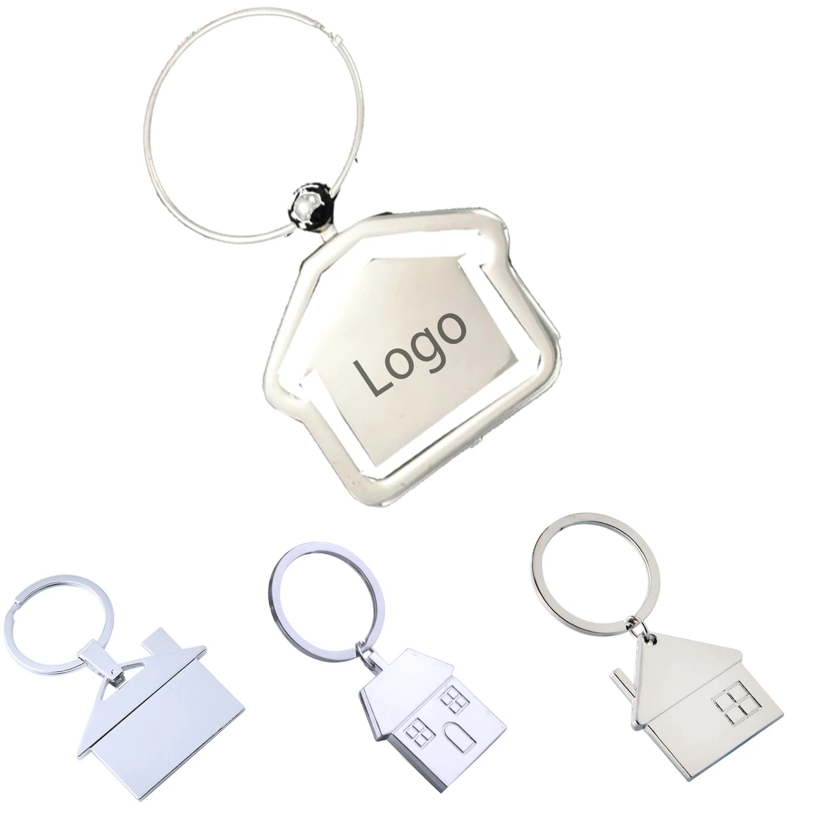 Premium Rotating House Shaped Metal Keychain 1