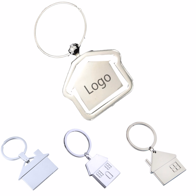 Premium Rotating House Shaped Metal Keychain