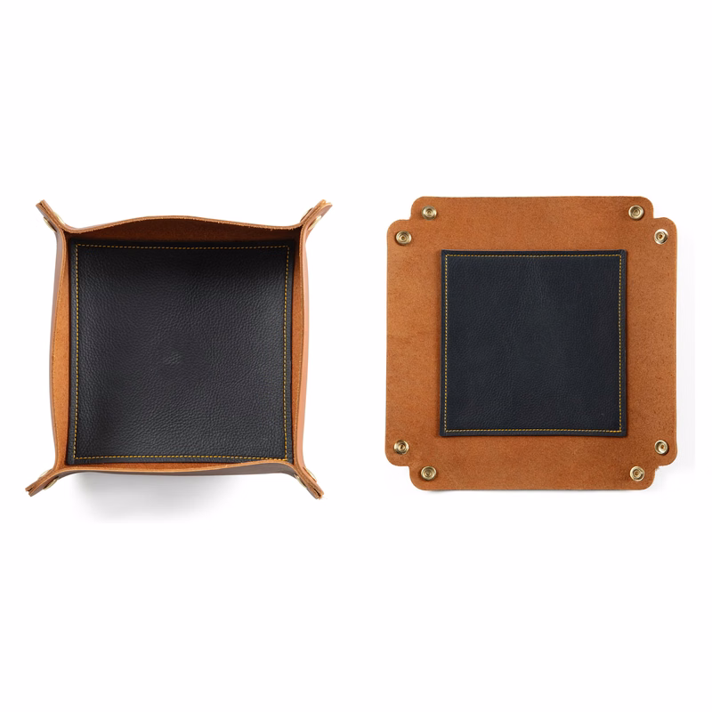 Premium Leather Valet Organizer Tray with Corner Snaps