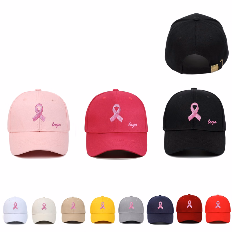 Pink Ribbon Embroidered Cap (direct import)