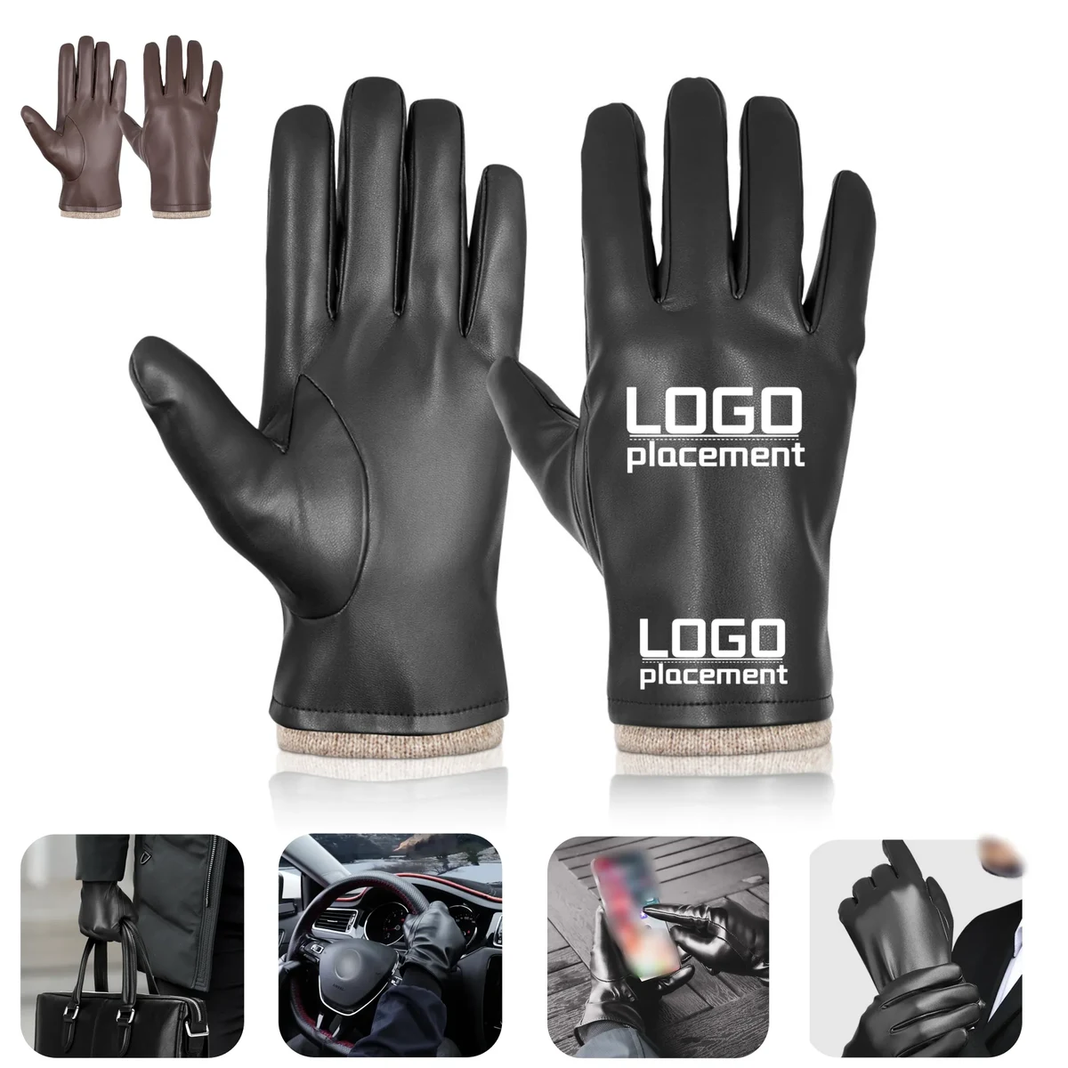 Windproof Warm PU Leather Touchscreen Gloves 1