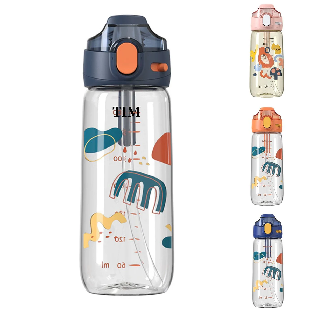14.5 Oz. Plastic Kids Water Bottle With Straw 1