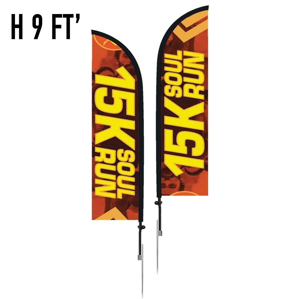 9' Double Sided Feather Flag Kit With Spike Base 1