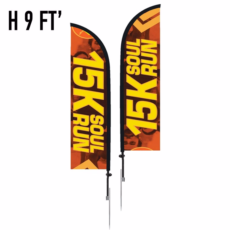 9' Double Sided Feather Flag Kit With Spike Base
