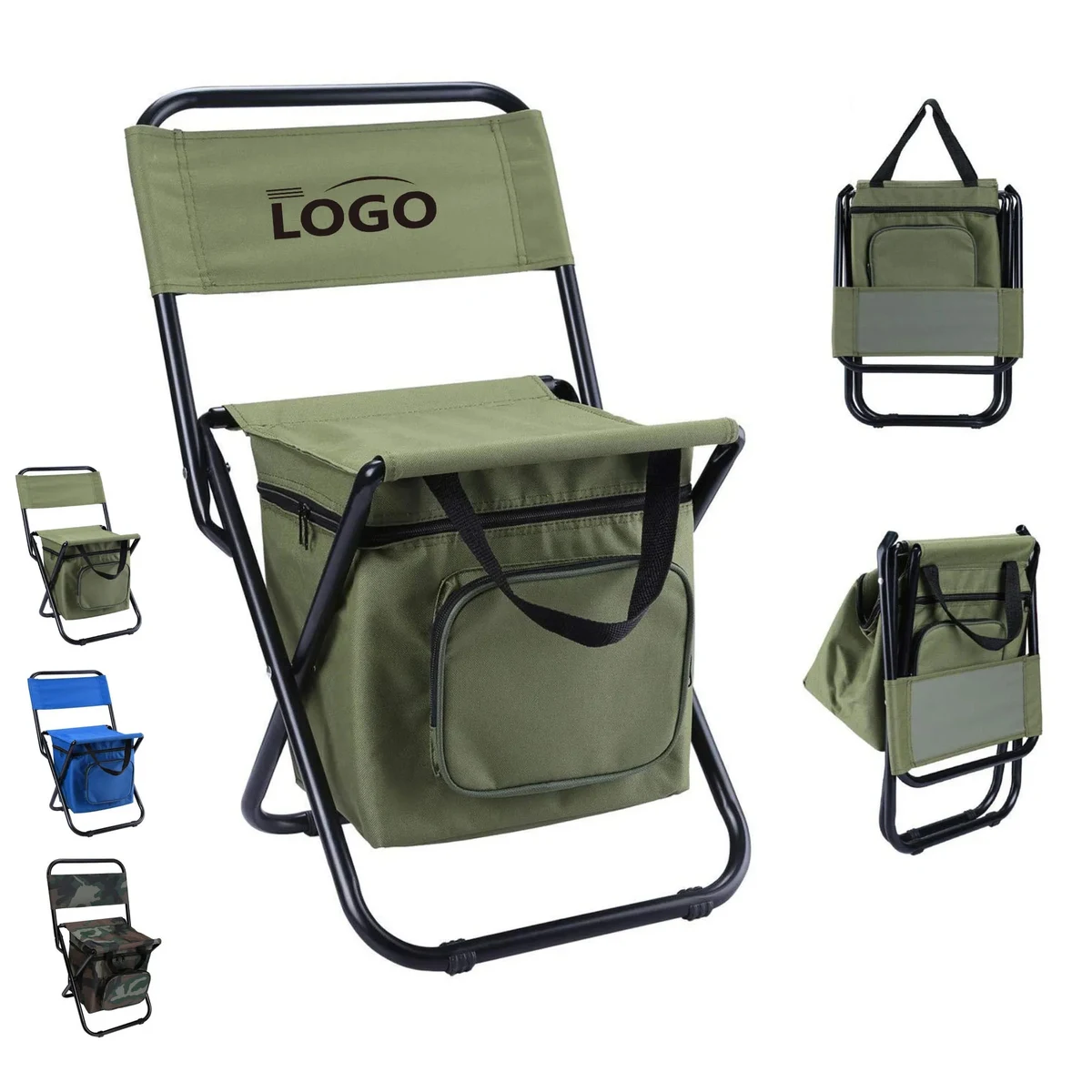 Portable Backrest Folding Chair With Cooler Bag 1