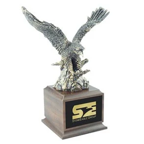 Gold Eagle Award w/Cherry Finish Square Wood Base 1