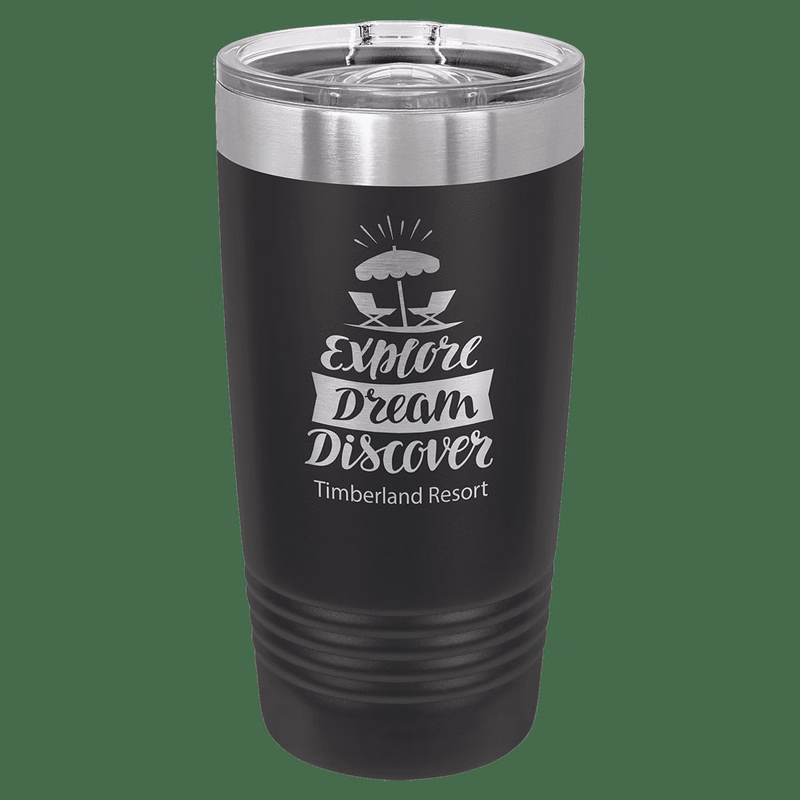 20 oz. Black Laser Engraved Polar Camel Ringneck Tumblers w/Slider Lid