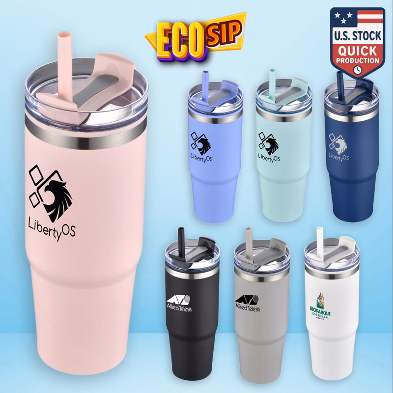 EcoSip 30oz Stainless Steel Outer Tumbler with PP Inner & Straw