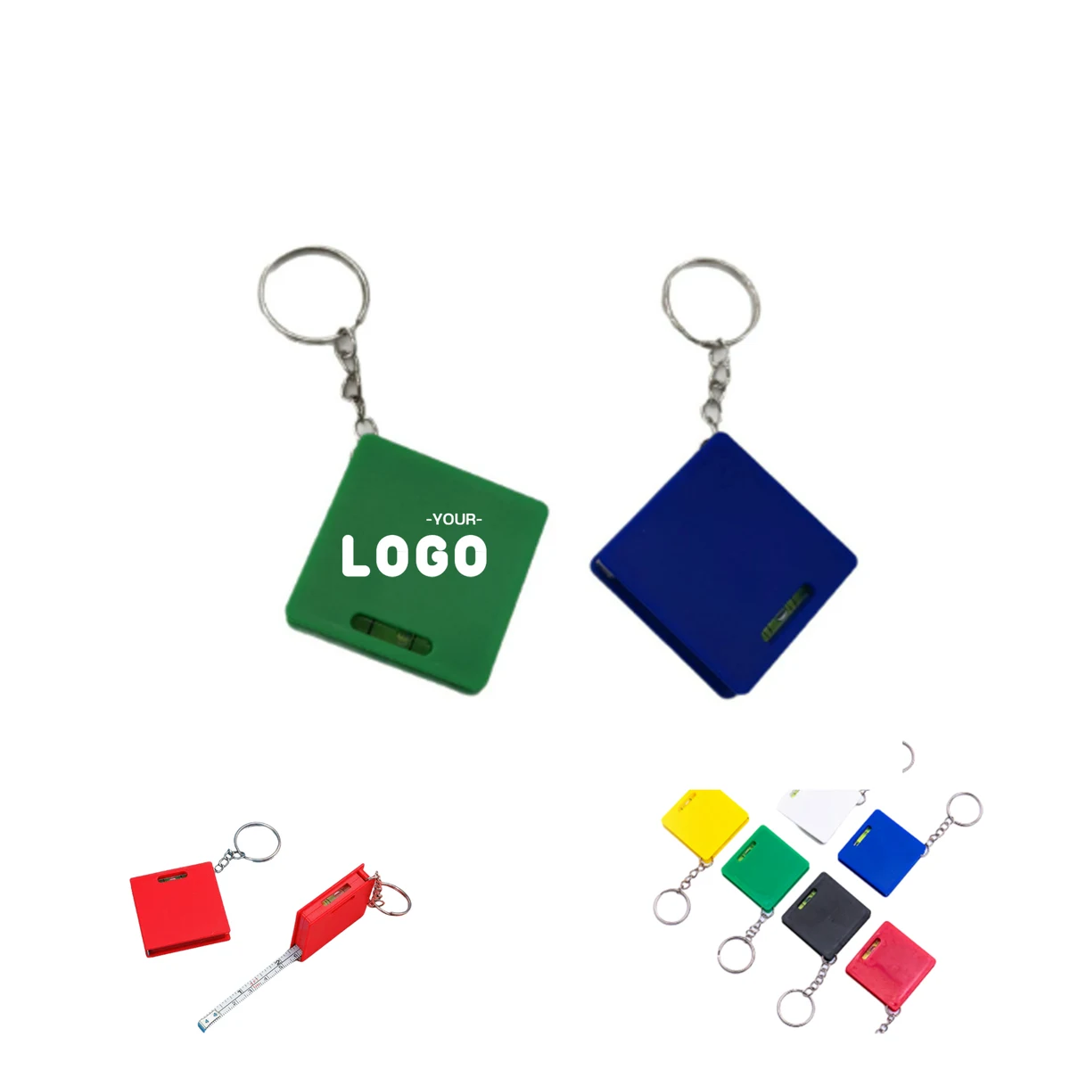 Square Keyring Tape Measure With Level 1