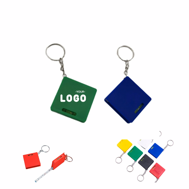 Square Keyring Tape Measure With Level