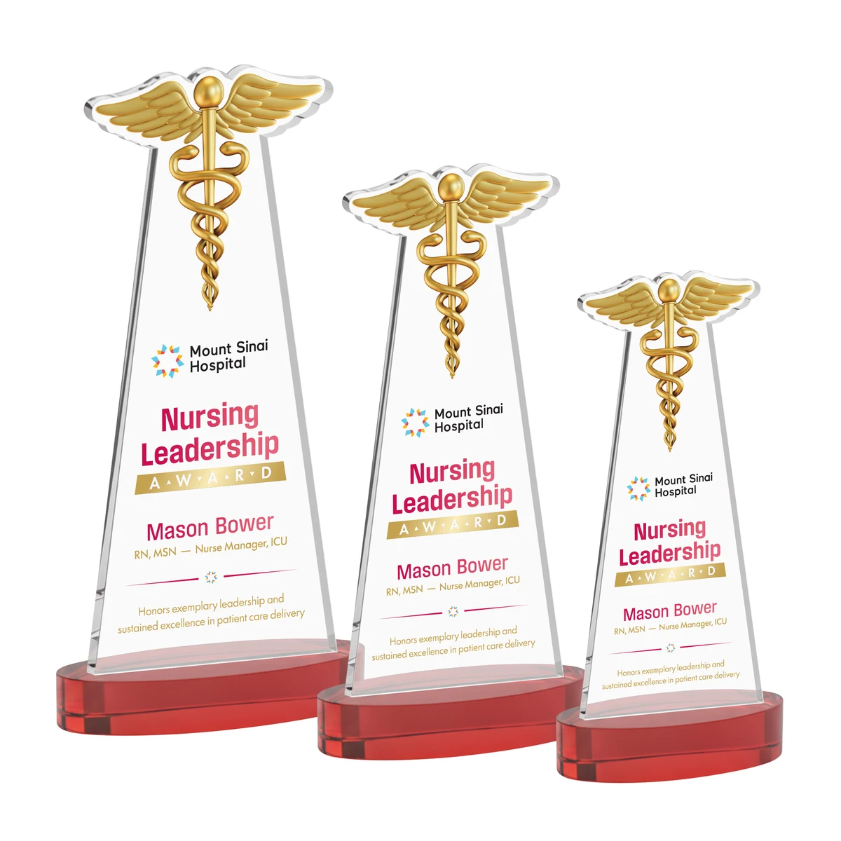 Caduceus VividPrint™ Award on Alberton Base - Red 1