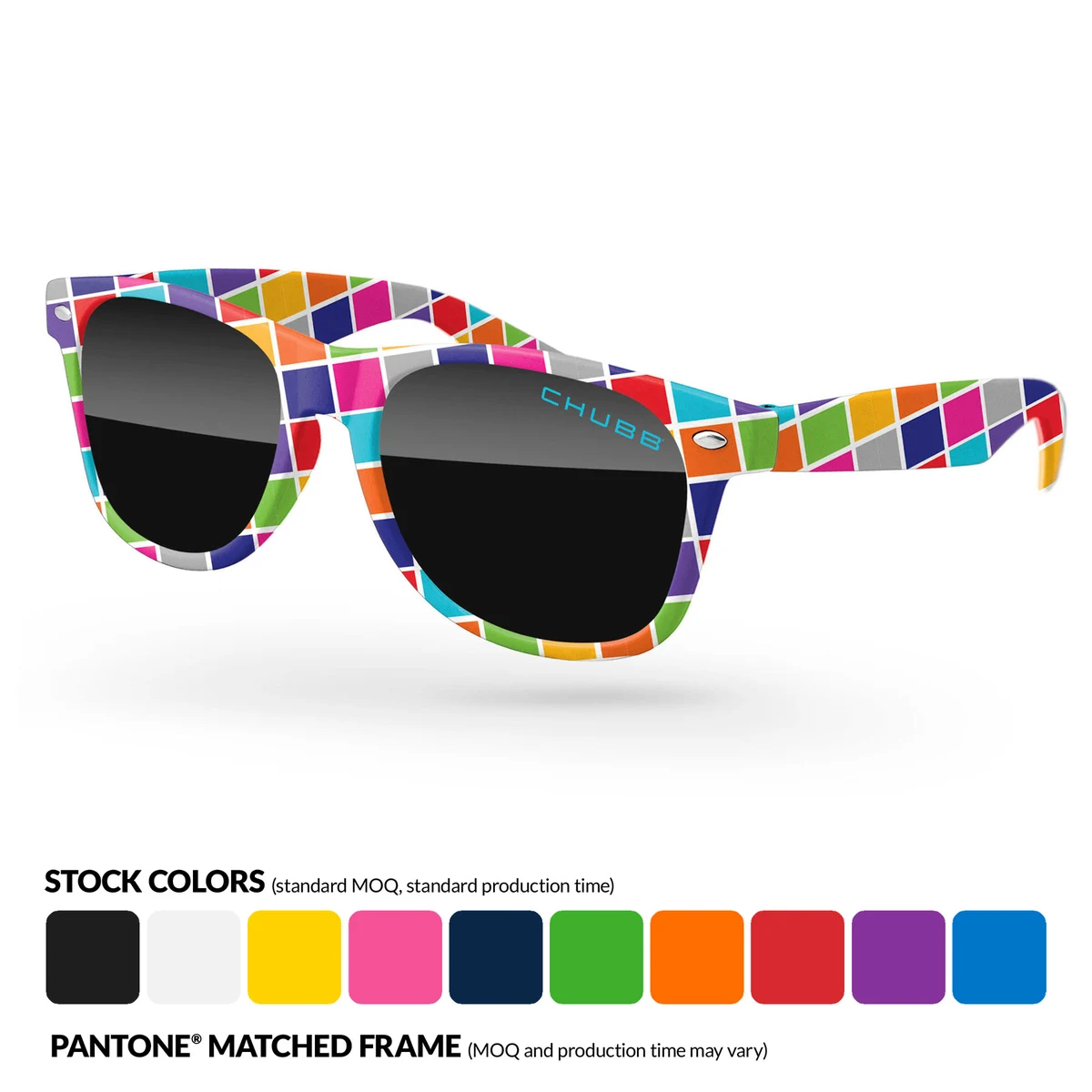 Retro Sunglasses w/ Lens Imprint & Full Color Front Frame Sublimation Wrap 1