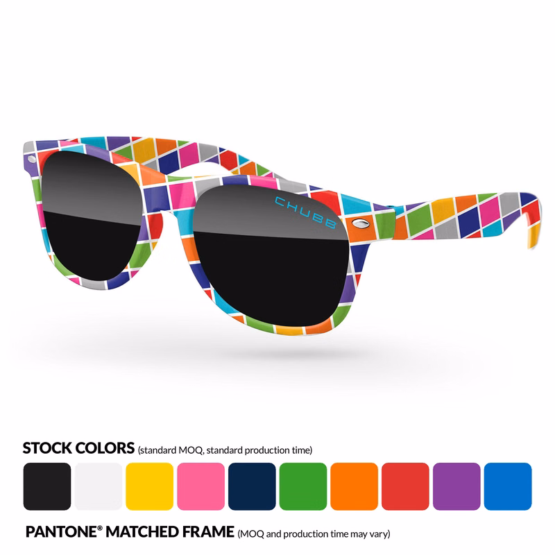 Retro Sunglasses w/ Lens Imprint & Full Color Front Frame Sublimation Wrap