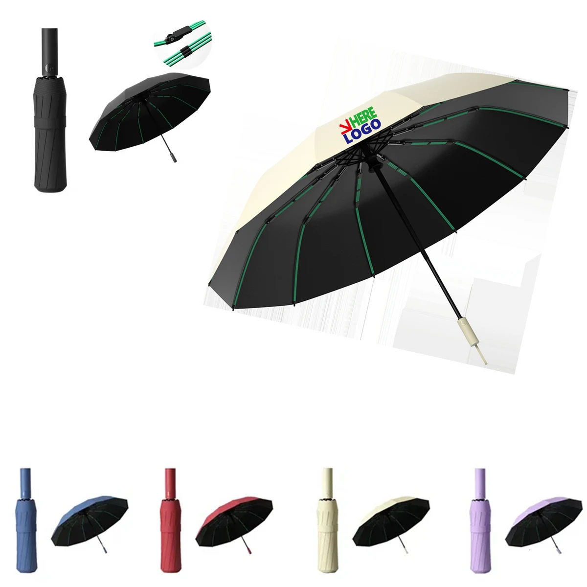 12-Rib Windproof Automatic Umbrella 1