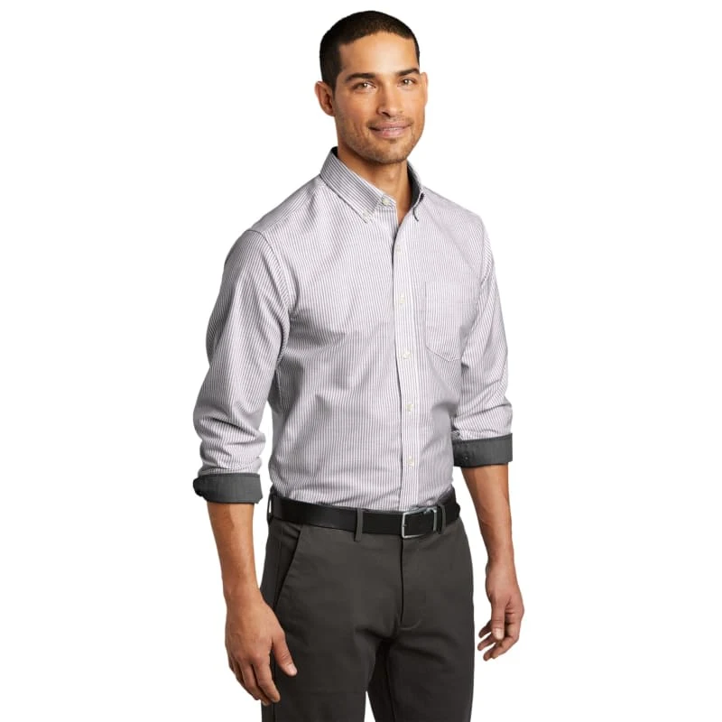 Port Authority SuperPro Oxford Stripe Shirt. 1
