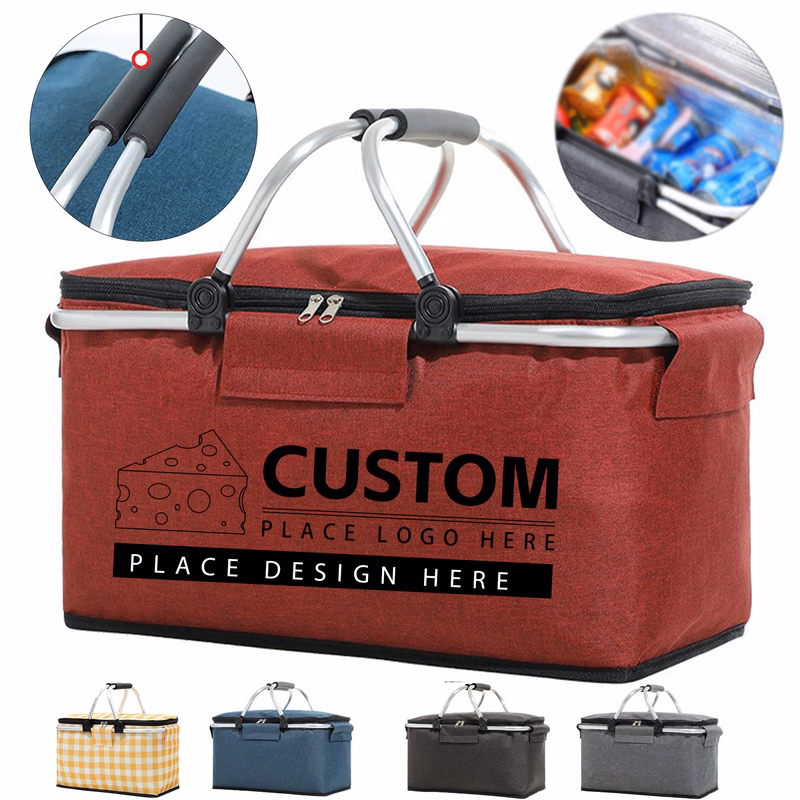 Portable Collapsible Insulated Picnic Basket With Handles