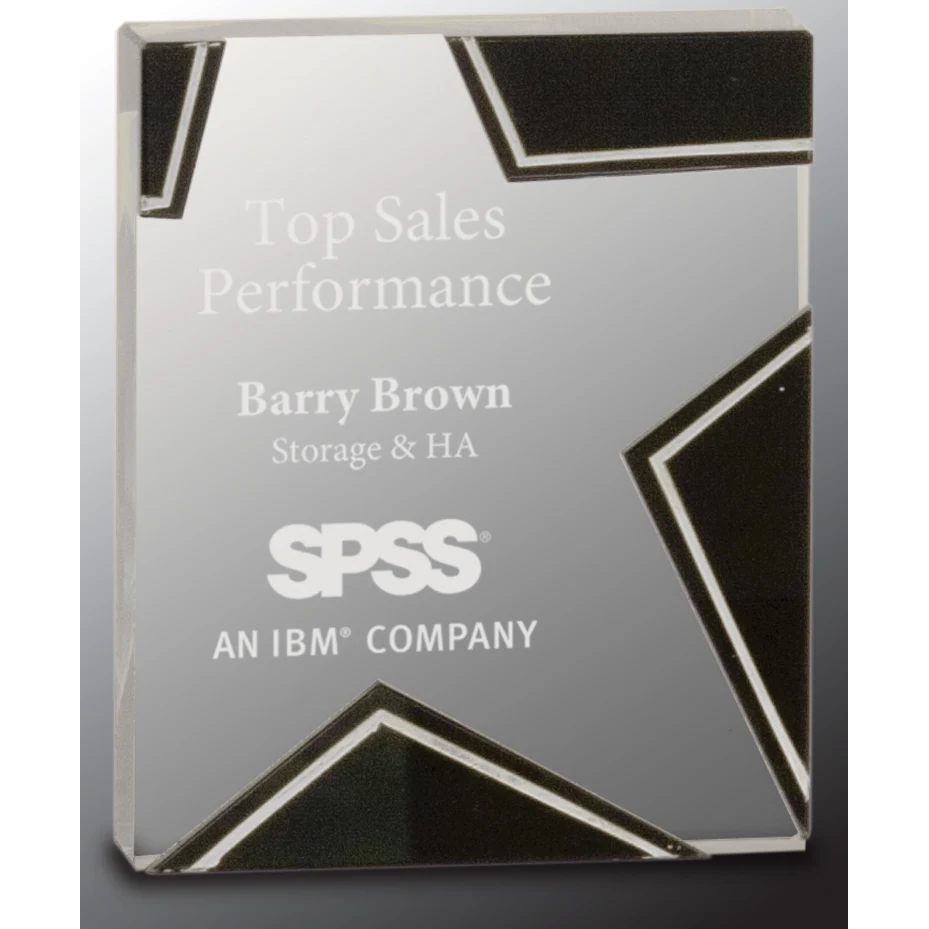 6 1/4" Silver/Black Glass Star Award 1
