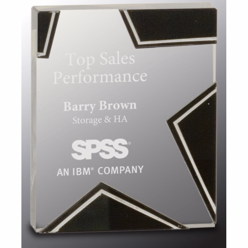 6 1/4" Silver/Black Glass Star Award