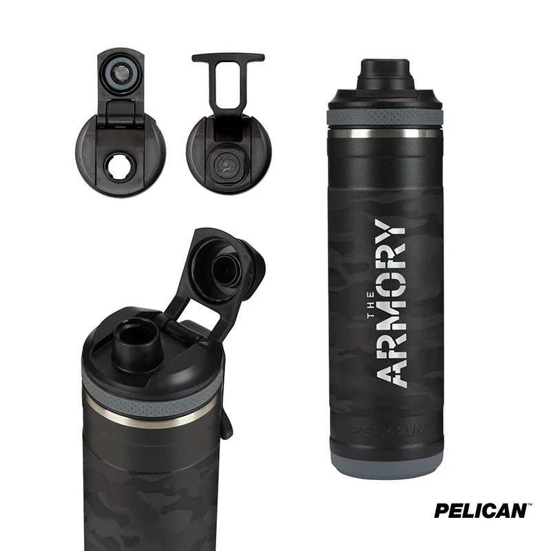 Pelican Pacific™ Chug 26 oz. Recycled Double Wall Stainless Steel Black Camo Water Bottle 1