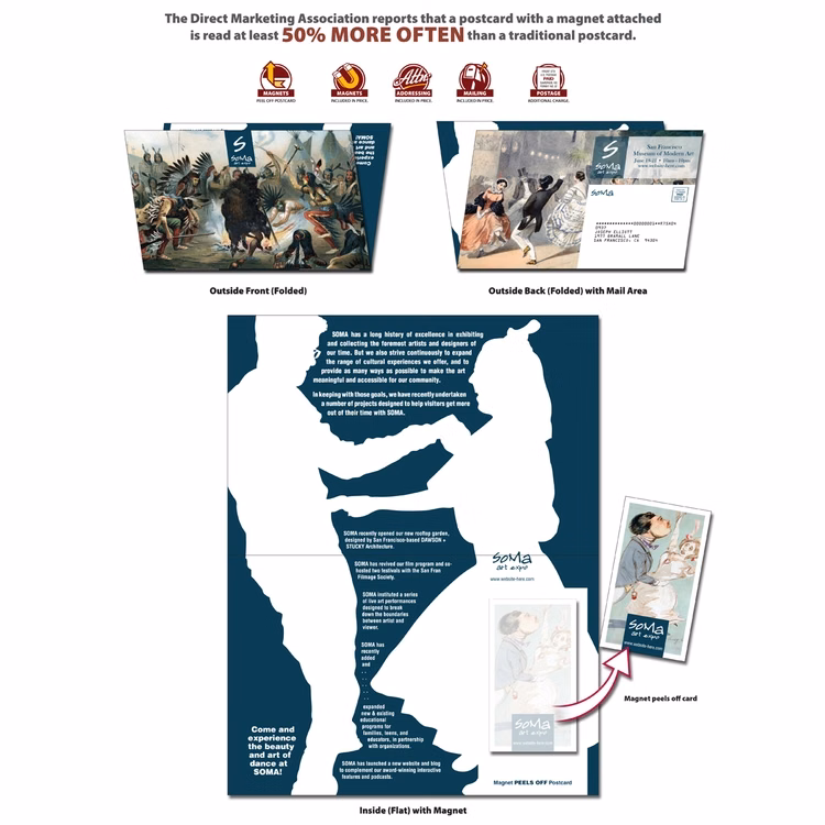 Standard Folded Postcard UV Coated - 10 pt. with 3.5 x 2 Magnet (20 mil.)