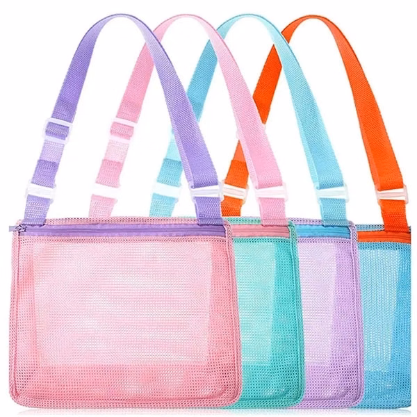 Summer Kids Mesh Beach Seashell Zipper Bag