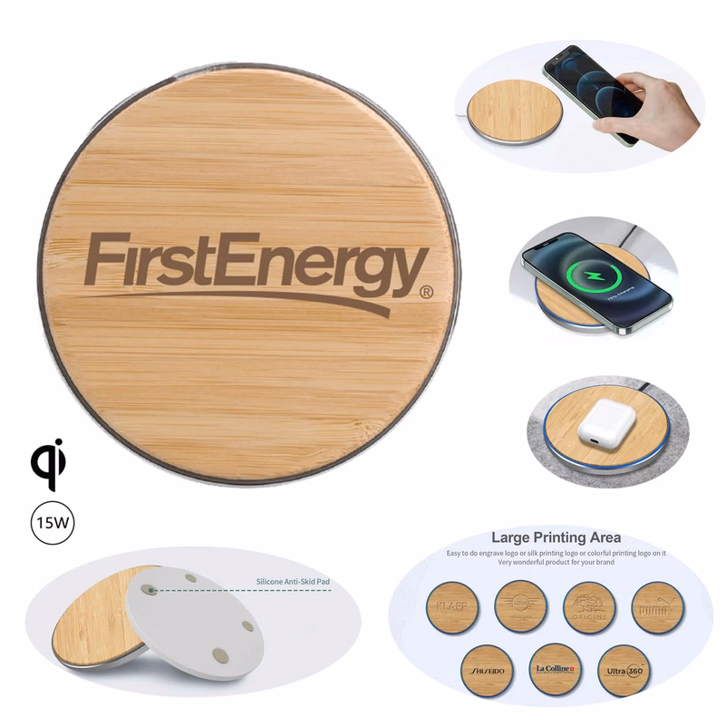 Eco-Friendly Bamboo Wireless Charger Pad -15W