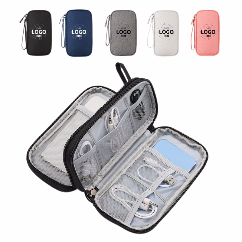 Electronic Cable Organizer Bag Double Layer With Handle