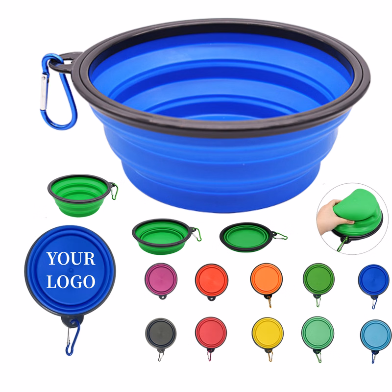 Foldable TPE Pet Bowl Travel Carabiner Clip
